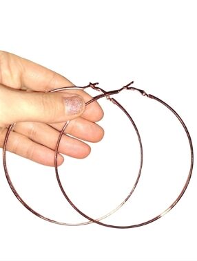 Oversized 4 Inch Rose Gold Hoops Minimalist Round Hoop Big Statement Earrings